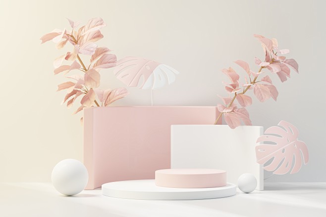 比格素材-马卡龙色系3D产品背景图 (3...