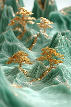 国风立体山水绘画