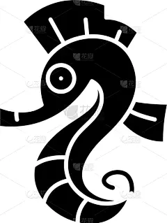 分离着色,海马,标志,黑色,图标,华丽的,野生动物,壁纸,动物,绘制
