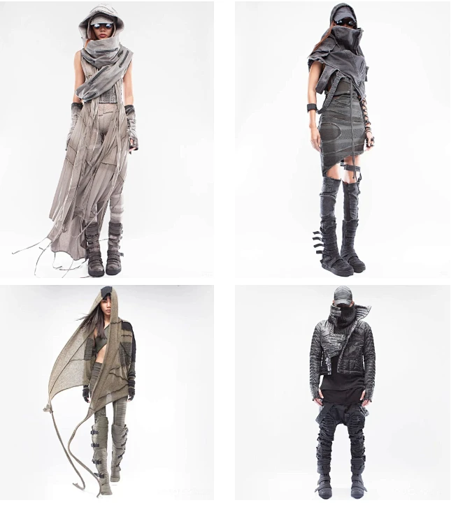 wasteland 废土风。核心：破烂。情绪：粗狂、随性、实用、冲突、反乌托邦、荒芜。元素：破坏、解构、拼接、大地色。-花瓣网