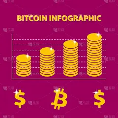 矢量彩色信息图增加加密货币价值信息图在平面设计与比特币和美元的图标