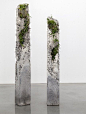 The Inconstant Ones, columns of limestone, cement, and marble waste with Spanish moss are available at Sarah Cottier Gallery