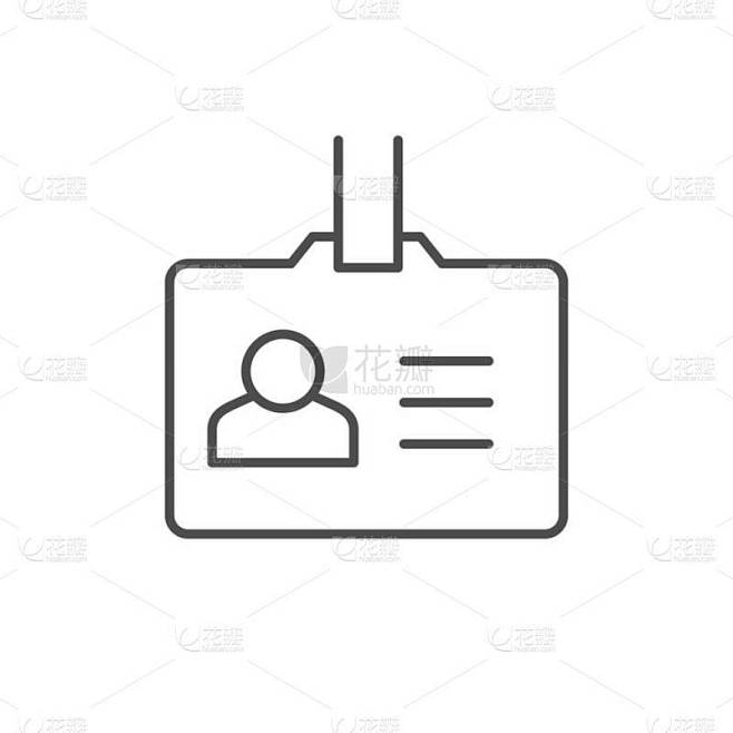 身份证线条轮廓图标孤立在白色上.矢量说明