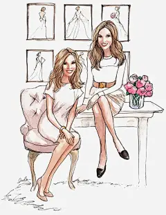 时尚姐妹花高清素材 卡通 姐妹 手绘 插画 时尚 欧美 穿搭 免抠png 设计图片 免费下载