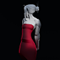 Warrior in red dress
