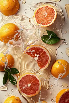 夏季西柚水果水溅效果