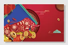 牛年春节元旦海报背景横版款