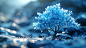 10h Low-poly graphic blue metallic tree. nature background. Dramatic lighting. Attention to detail. Sharp focus. creative. Ultra detailed, high resolution. 8K resolution.