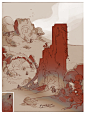 Hob Environments & Miscellanea, Paul Richards : Various drawings, paintovers, proxies and notes for various Hob-based areas and mechanics.  Final logo designs by Kyle Cornelius.  [Runic Games, circa 2015]