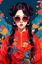 创意手绘国潮戏曲女生人物插画