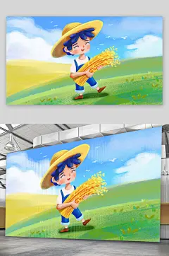 精品手绘秋季丰收插画设计