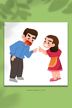 夫妻对骂反对家庭暴力元素插画