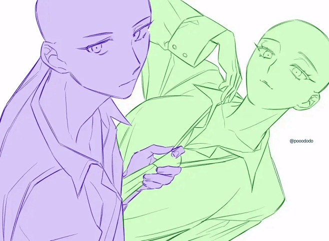 双人人模#参考#绘画#情侣 #双人#模板 版权归作者所有，侵删