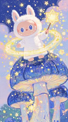 Labubu壁纸分享|蓝色星月夜下的TA - 小红书
