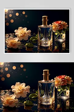 AI数字艺术玻璃瓶展示样机效果图