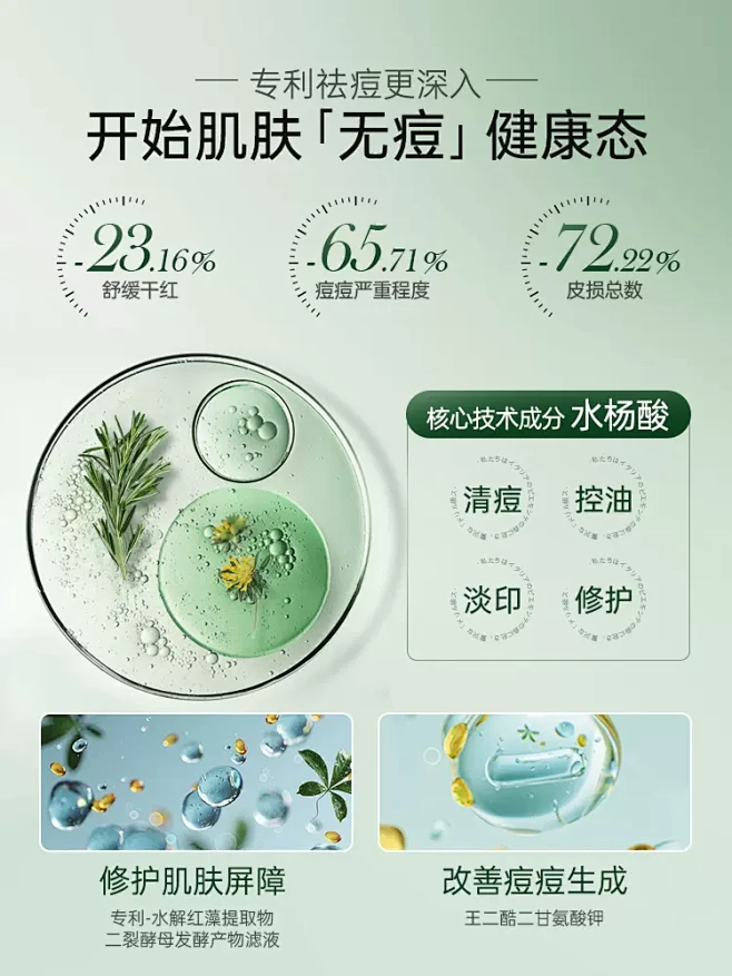 RUYI儒意祛痘面膜水杨酸淡化痘印斑补水...