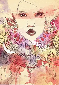 Evyallen手绘肖像插画作品