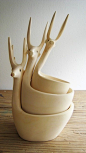 HandCarved Deer Bowls Set of 3 by mexchic