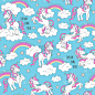 Unicorn pattern and rainbow. Trendy seamless vecto