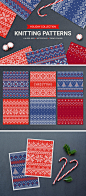 6 Knitting Seamless Patterns 圣诞针织衫图案设计效果ai矢量源文件下载 #素材#