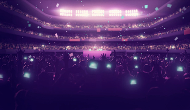 人群紫色色块气氛演唱会