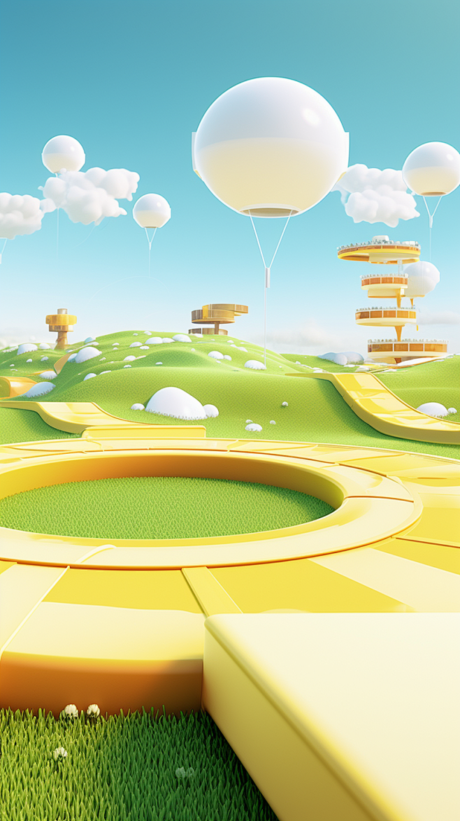 c4d春季绿色植物背景 (13)