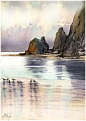 "Morning; Cannon Beach - Oregon" Thomas W Schaller - Watercolor Sketch. 18x12  - 14 July 2015﻿  Google+: 