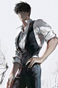 This may contain: a man with black hair and white shirt standing in front of an artistic background, holding his hands on his hips