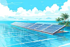太阳能发电太阳能光板清洁能源扁平风插画