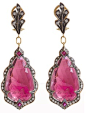 Cathy Waterman pink sapphire earrings. Via Diamonds in the Library.