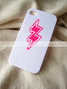  #手工diy#   原创纯手绘 原宿风潮 荧光色图案手机壳 Iphone4S/5 9300等 定制