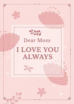 Literrary Style Pink Color Rectangle Element Mother's day Greeting card