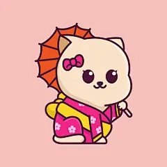 卡通可爱小猫咪插画矢量图设计素材