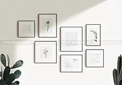 8款文艺光影极简海报相框画框画芯设计贴图ps展示样机素材下载_颜格视觉