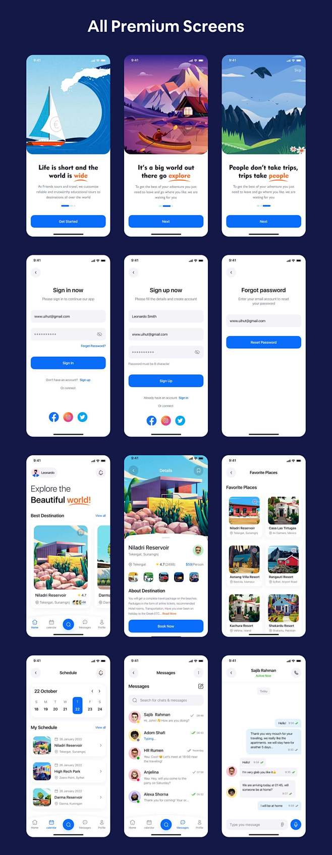 社交UI设计app ui界面设计旅游旅行