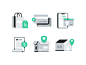 E-commerce illustration icons bill box brand branding business credit ecommerce home icon icon set illustration location money reciept shipping shop shopping ui
