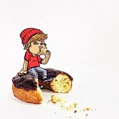 微博为了吃,这些吃货什么都干得出来！顽童插画家Alex Solis他喜欢把现实生活中的实物融入插画里，完成一幅幅充充满故事性的作品。栩栩如生的场景+令人脑洞大开的创意，看不够的感觉啊。 ​​​​