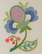 Crewel Embroidery Kit - BLUE PETALS : BLUE PETALS small crewel work design 12.5cm x 8.5cm wide (5 x 3 3/8). * Beginner - The size of this design makes it very manageable, making