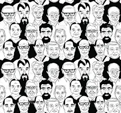 肖像,乱画,人的头部,线条画,羊毛帽,摇滚乐,老年男人,拉美人和西班牙裔人,非洲人