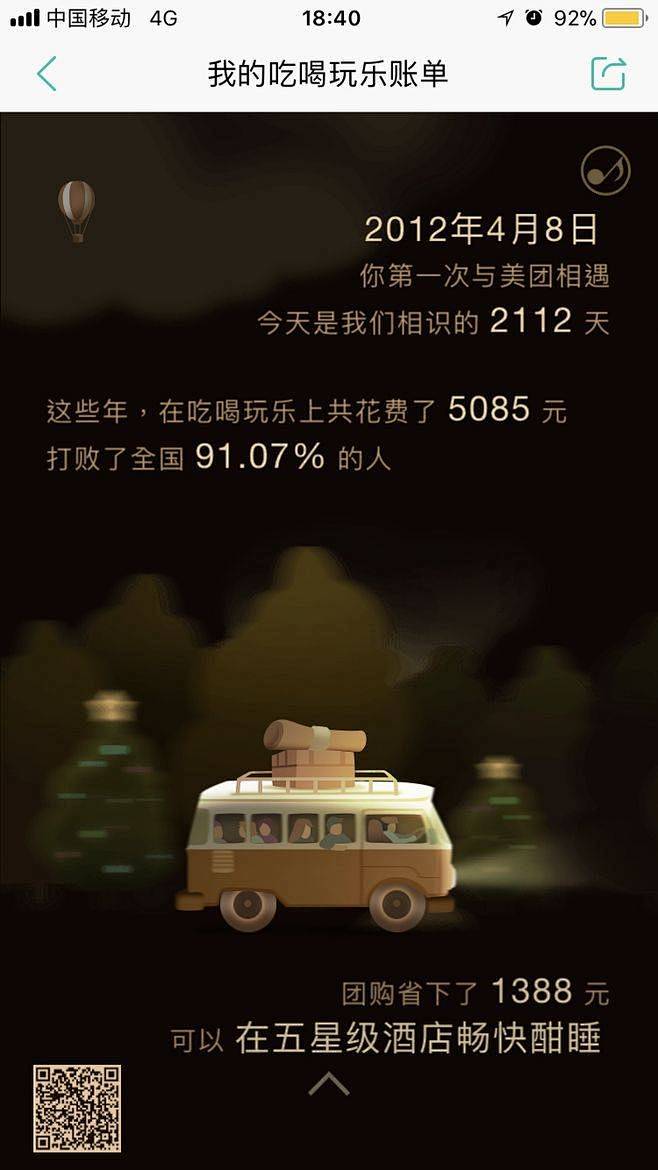 美团：2017你的吃喝玩乐账单 - 爱果...