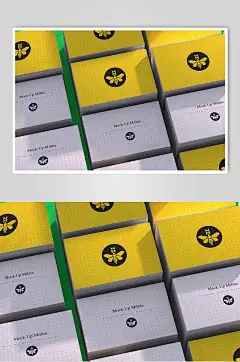 阳光黄灰阴影极简清新时尚名片样机-众图网