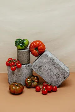 红润饱满的西红柿摆拍