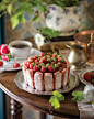 Photo shared by Victoria Magazine on June 16, 2023 tagging @french_countryside_companion, and @marcy_black_simpson. May be an image of cake, strawberry, fruitcake and text.