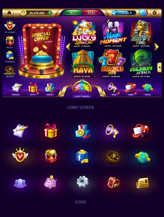 Vegas Slots Game UI