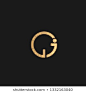 Gj or JG logo vector. Initial letter logo, golden text on black background