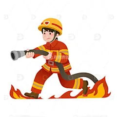 扁平风男性消防员职业人物矢量插画1高清模板免费下载-趣麦麦图