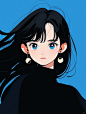 极简美学｜女生插画头像｜蓝色系④