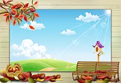 秋日田野风光板栗元素