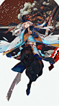 #阴阳师手游# 浮世百鬼生，樱落平安京。画了一张晴明和奴良陆生！ ​​​​