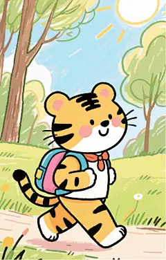 背着书包去上学的小老虎